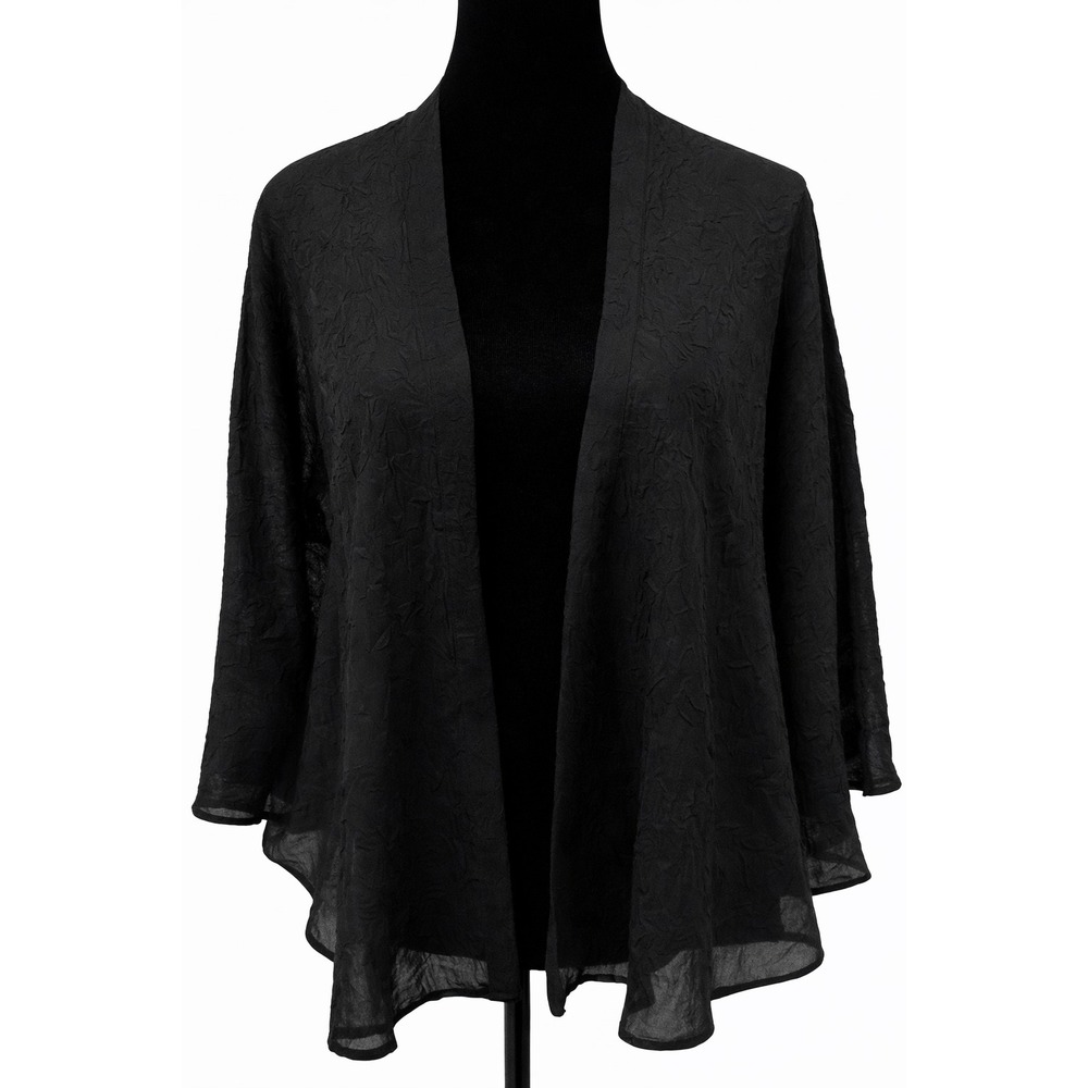 Anthropologie Staring At Stars Open Front Cape M Black Sheer Crinkle Chiffon‎
